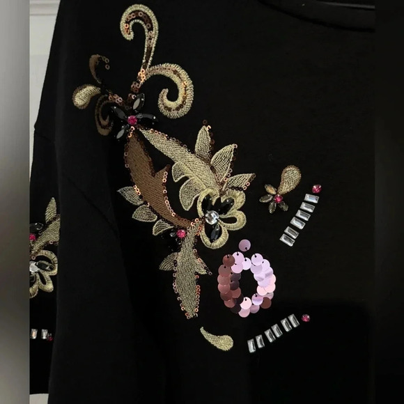 Zara Beaded Sequin Embroidered Embellished  t- Shirt Tunic mini dress floral USS - Picture 6 of 7